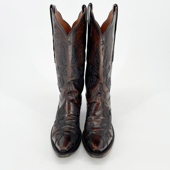Lucchese Classics Brown Exotic Lizard Leather Overlay Western Cowgirl Boot sz 7 - Picture 5 of 12